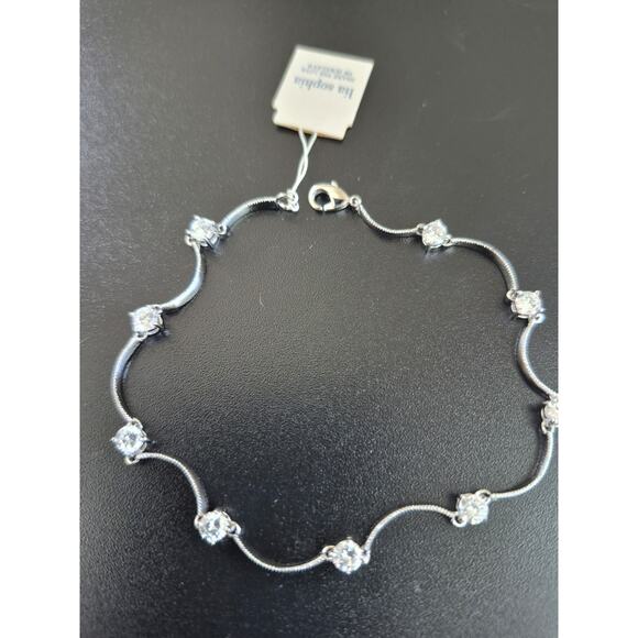 Lia Sophia Wedding Bells Cubic Zirconia Bracelet Silver Tone Dainty 8 in NWT - Picture 5 of 8